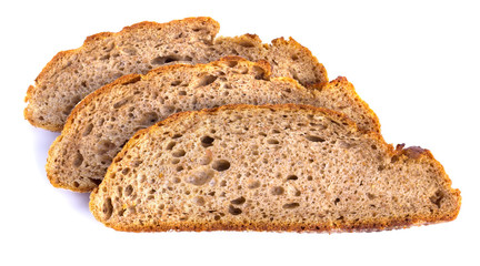 Three pieces of dark bread