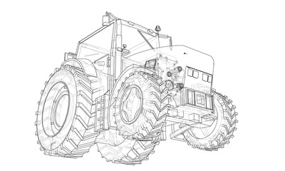 Farm Tractor Concept. Vector