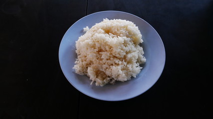 white rice in a bowl Asian food, cooked rice isolated background