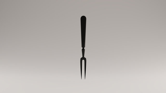 Black Modern Two Pronged Carving Fork 3d illustration 3d render