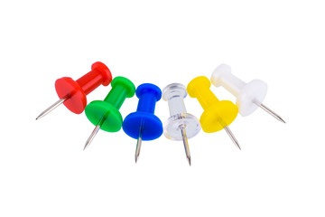 Group of push pins in different colors