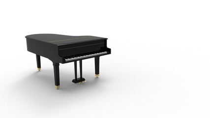 3D rendering of a grand piano isolated in white background