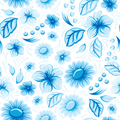 Seamless pattern with floral ornament in folk style