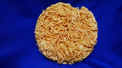 chinese noodles isolated blue background, Japanese ramen noodle, pasta
