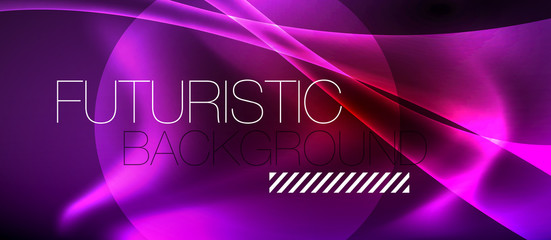 Fototapeta premium Neon color wave lines abstract background, magic techno futuristic light