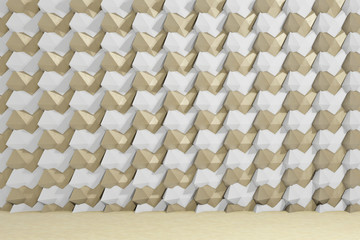 white and gold geometry wall , 3d rendering