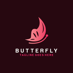 Butterfly Logo Vector With Modern Shape And Violet Gradient Color. Feminine Yoga Symbol. Spa And Salon Logo Design Inspiration.