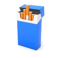 Blue open pack of cigarettes