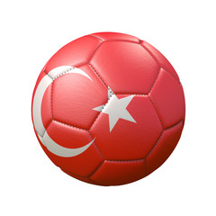 Soccer ball in flag colors isolated on white background. Turkey. 3D image