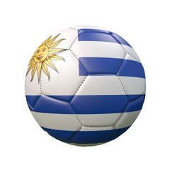 Soccer ball in flag colors isolated on white background. Uruguay. 3D image
