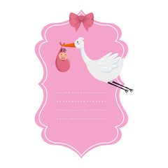 baby shower card with stork and little newborn