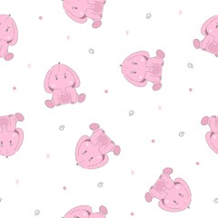 Cute elephant cartoon baby seamless vector pattern. Funny kid animal repeat background for textile and wallpaper design.