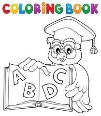 Coloring book owl teacher theme 4