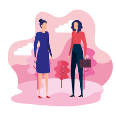 elegant businesswomen workers in the camp