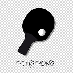 Table Tennis Racket And Ball - Ping Pong Game - Vector Illustration Isolated On Transparent Background