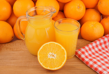 Orange juice and orange fruits