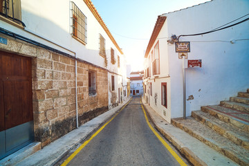 Fototapeta na wymiar DENIA, SPAIN - JUNE 19, 2019: Old town of Denia with narrow streets.