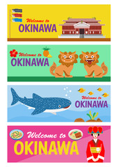 Flat design, Illustration of Okinawa landmarks and icons, Vector