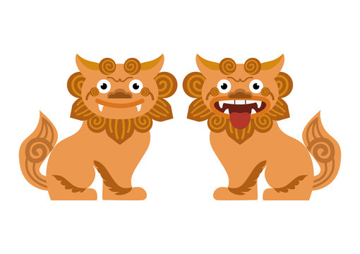 Shisa, guardian lions in Okinawa, Vector Illustration