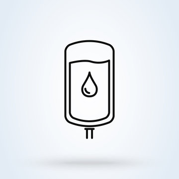 recommend clip art: iv blood bag. line art Simple modern icon design illustration.