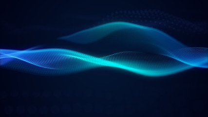 beautiful abstract wave technology background with blue light digital effect corporate concept