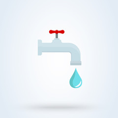 Water tap with drop. modern icon design illustration.