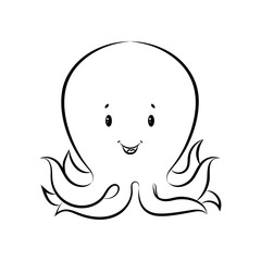 Cute octopus coloring book page for kids. Vector illustration.