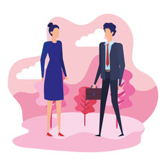 elegant business couple workers in the camp