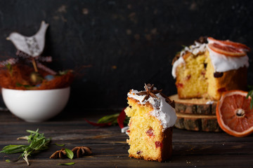 Easter cake, with beautiful decor on the table