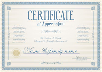 Certificate or diploma retro vintage design template 