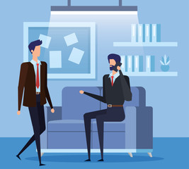 Obraz premium elegant businessmen workers in livingroom