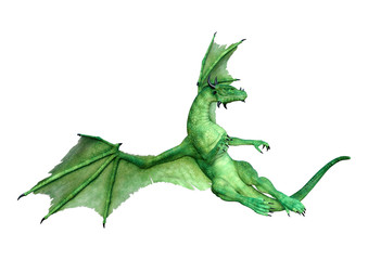 3D Rendering Fairy Tale Dragon on White