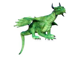 3D Rendering Fairy Tale Dragon on White