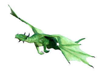 3D Rendering Fairy Tale Dragon on White