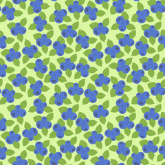 Blueberry seamless pattern. Vector berries. Kid's fashion print. Design elements for textile or clothes. Hand drawn doodle repeating delicacies. Cute background patterns for baby items
