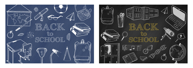 Back to School Banner Set. Education Concept. Vector illustration.