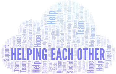 Helping Each Other word cloud. Vector made with text only.