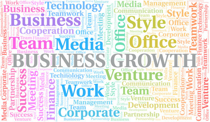 Obraz premium Business Growth word cloud. Collage made with text only.