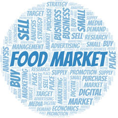 Obraz premium Food Market word cloud. Vector made with text only.