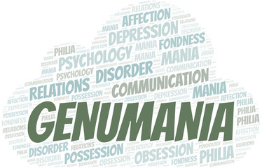 Obraz premium Genumania word cloud. Type of mania, made with text only.