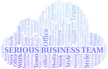 Fototapeta premium Serious Business Team word cloud. Collage made with text only.