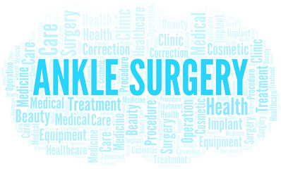 Fototapeta premium Ankle Surgery word cloud vector made with text only.