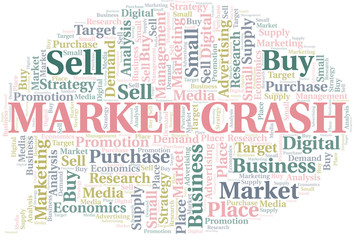Market Crash word cloud. Vector made with text only.