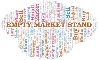 Empty Market Stand word cloud. Vector made with text only.