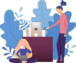 Coffee break in office scene