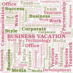 Obraz premium Business Vacation word cloud. Collage made with text only.