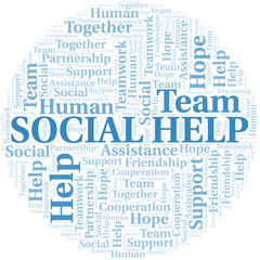Social Help word cloud. Vector made with text only.