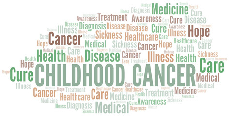 Childhood Cancer word cloud. Vector made with text only.