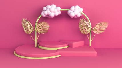 simple geometric shape pastel color scene minimal design for product display podium 3d render