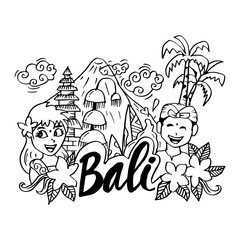 Bali sign on hand drawn doodle 